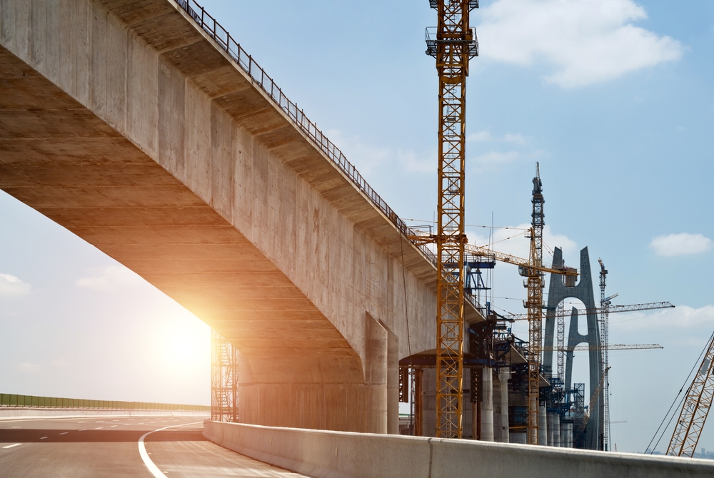 Construction,Of,Bridge,Under,Blue,Sky.